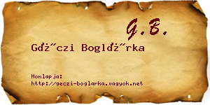 Géczi Boglárka névjegykártya